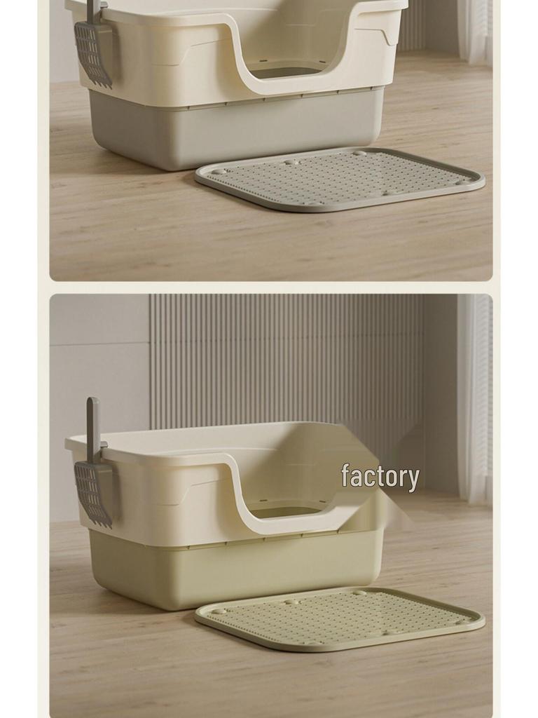 Giant Semi-Enclosed Anti-Splash Deodorizing Cat Litter Box with Mat