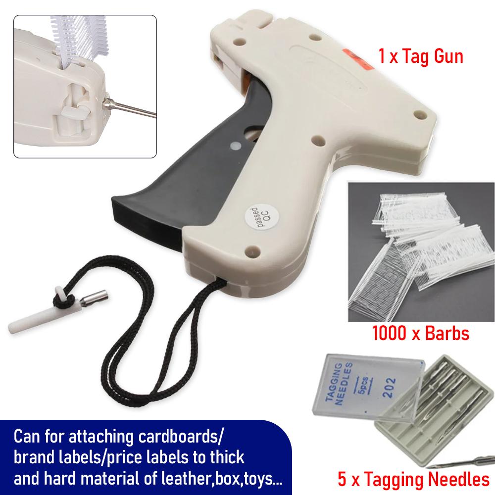 1Set Clothes Garment Price Label Tagging Tag Gun Tools Machine +5 Steel Needles+1000 Barbs Labeller Machine Sewing Tools