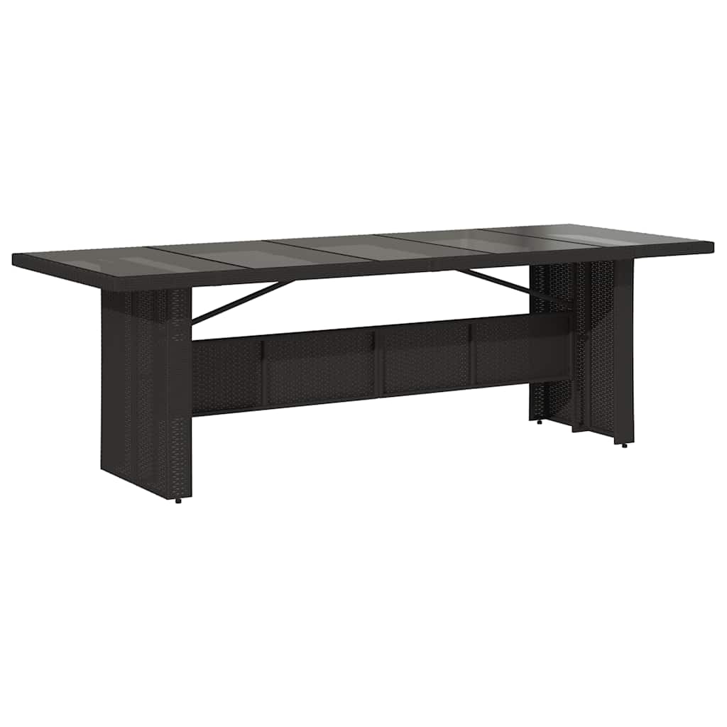 Vidaxl Stół Ogrodowy Ze Szklanym Blatem, Czarny, 240X90X75Cm Rattan Pe