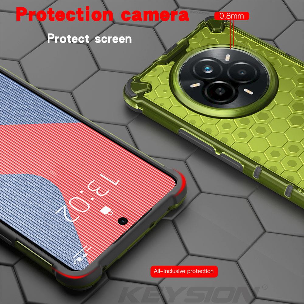 KEYSION Shockproof Armor Case for Realme 14 Pro+ 5G Soft Silicone+PC Transparent Honeycomb Phone Cover for OPPO Realme 14 Pro 5G