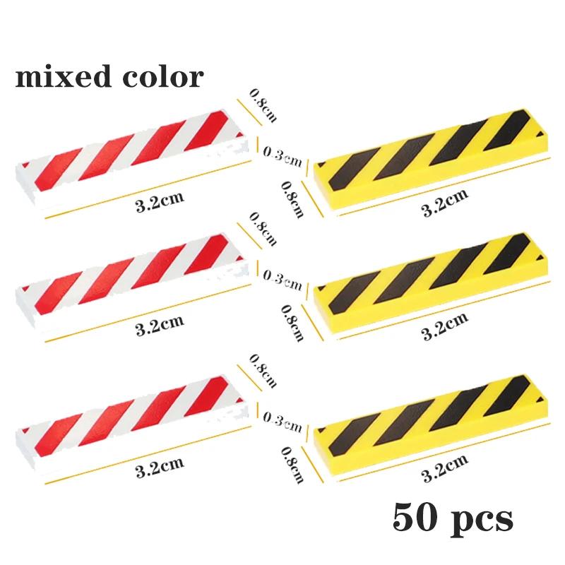 

50PCS MOC Tile Smooth Printed 1x4 Size 1*4 Assemble Particles 2431 Wood Grain Pattern Traffic Warning Bricks DIY Toy for Kids