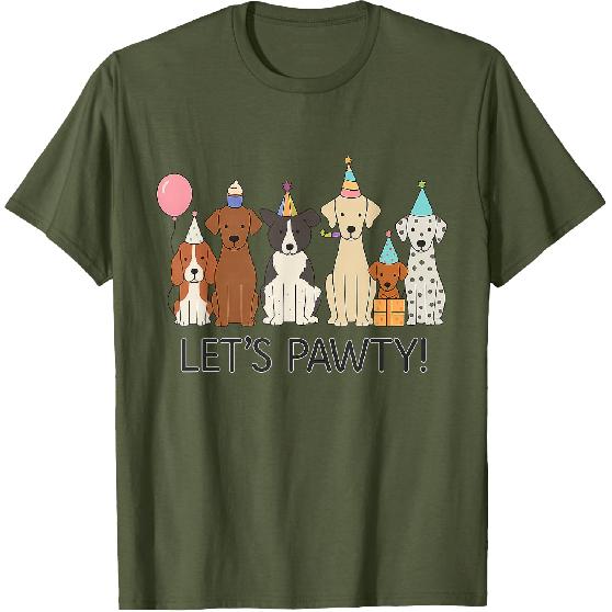 Let’s Pawty Cute Dogs Party Celebration T-Shirt