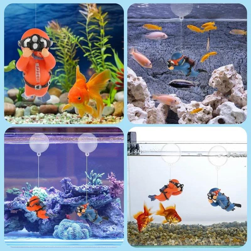 1pc/3pcs Cute Mini Aquarium Decoration Accessories Diver Figures Fish Tank Aquarium Ornaments Aquatic Pet Supplies