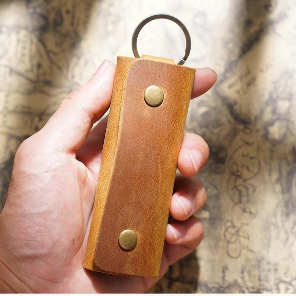 Genuine Leather Mini Key Bag Luxury Pocket Keychain Case Men Car Key Pouch Small Gifts