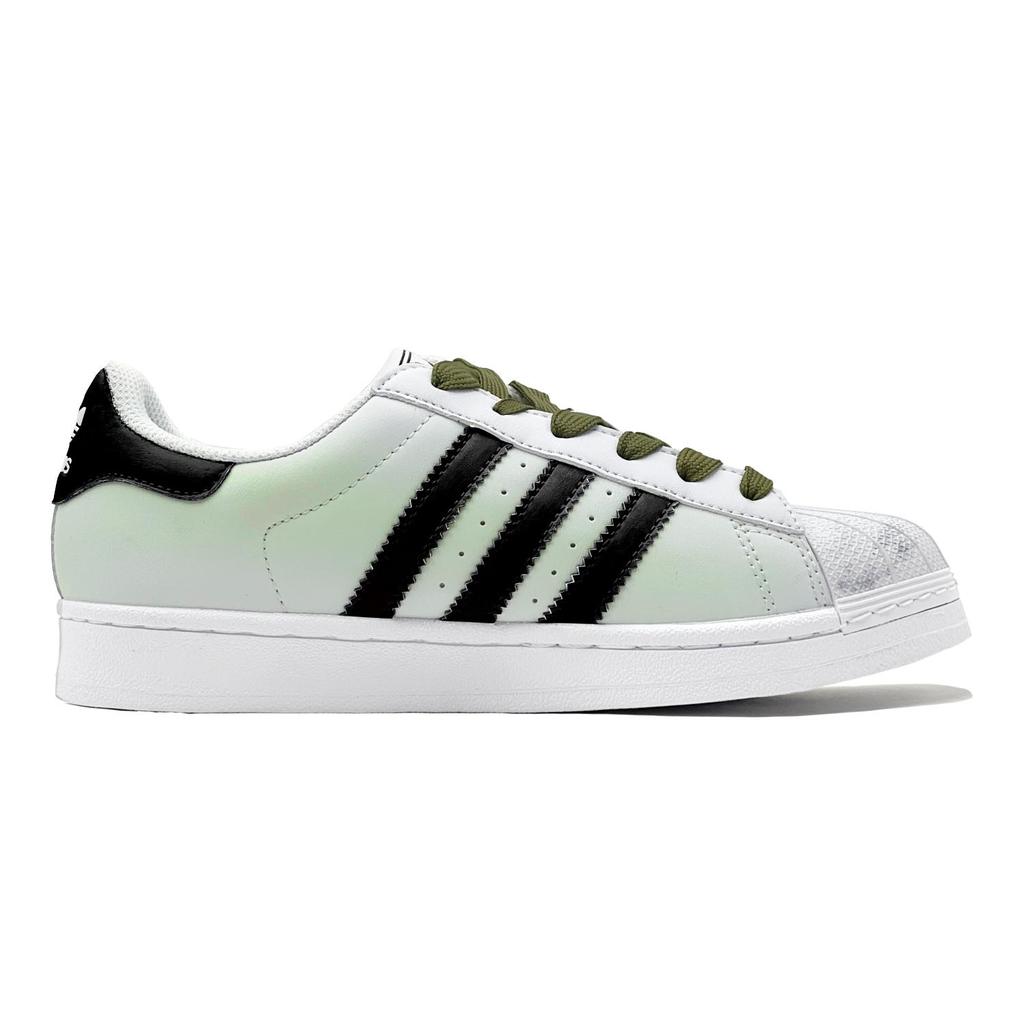 adidas Chaussures de Skateboard Originals Superstar 2 Basse Unisexes Noir Vert IH8659(TeamS1-S-BOX)