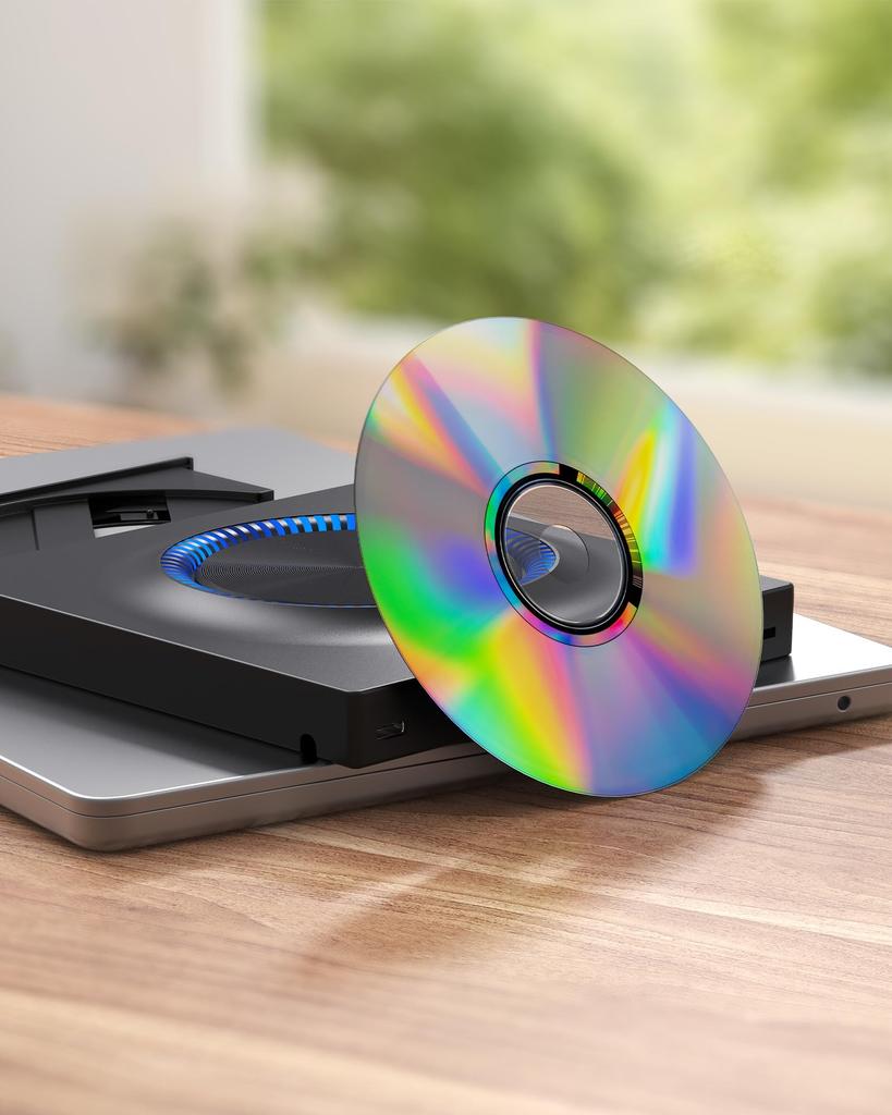 CYMUM Externes DVD USB Dual 6 In 1 Tragbares Laufwerk Slim Typ Player Slim Liest TF-Karten und SD-Karten Laufwerk, 3.0 & Typ-C Anschluss, Multifunktion