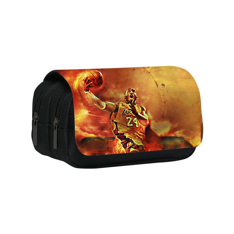 Kobe Bryant Double Layer Pencil Case With Nylon Material For Students And Nba Fans