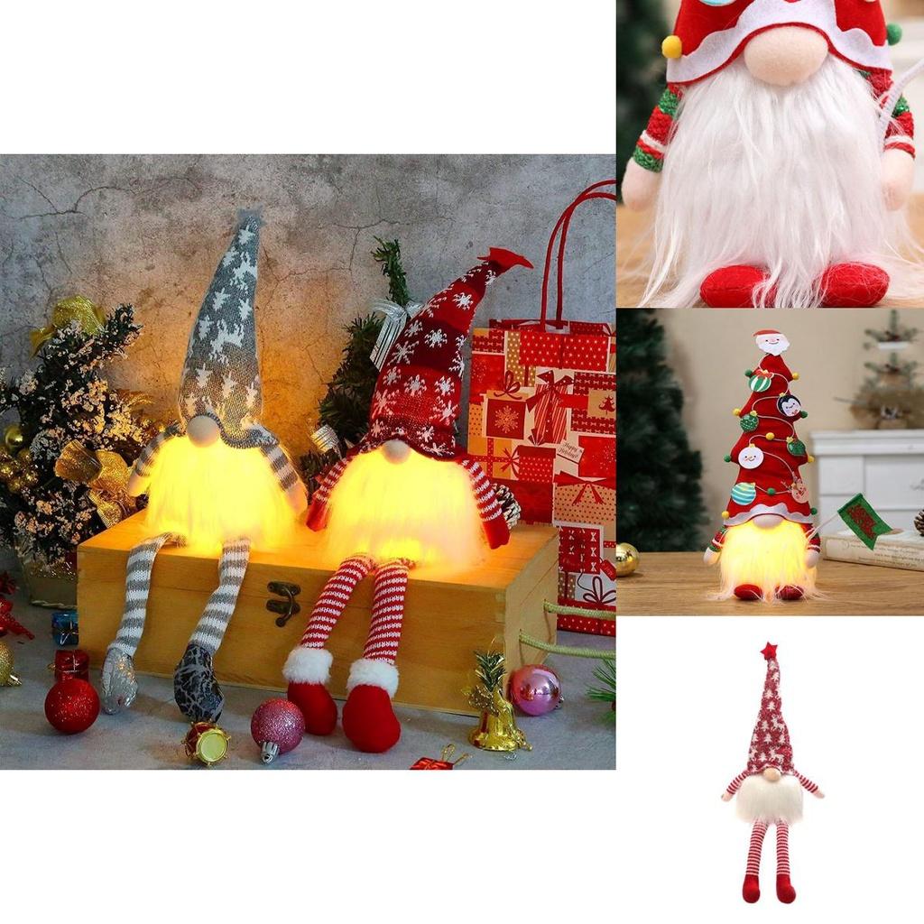 Festive Christmas Gnomes With Led Lights Plush Stuffed Doll Home Decor