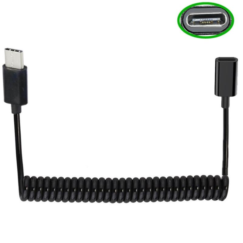Coiled Fast Speed USB C Female To USB3.1 Male Connector 10Gbps Data Powerful Charging for Type C Devices