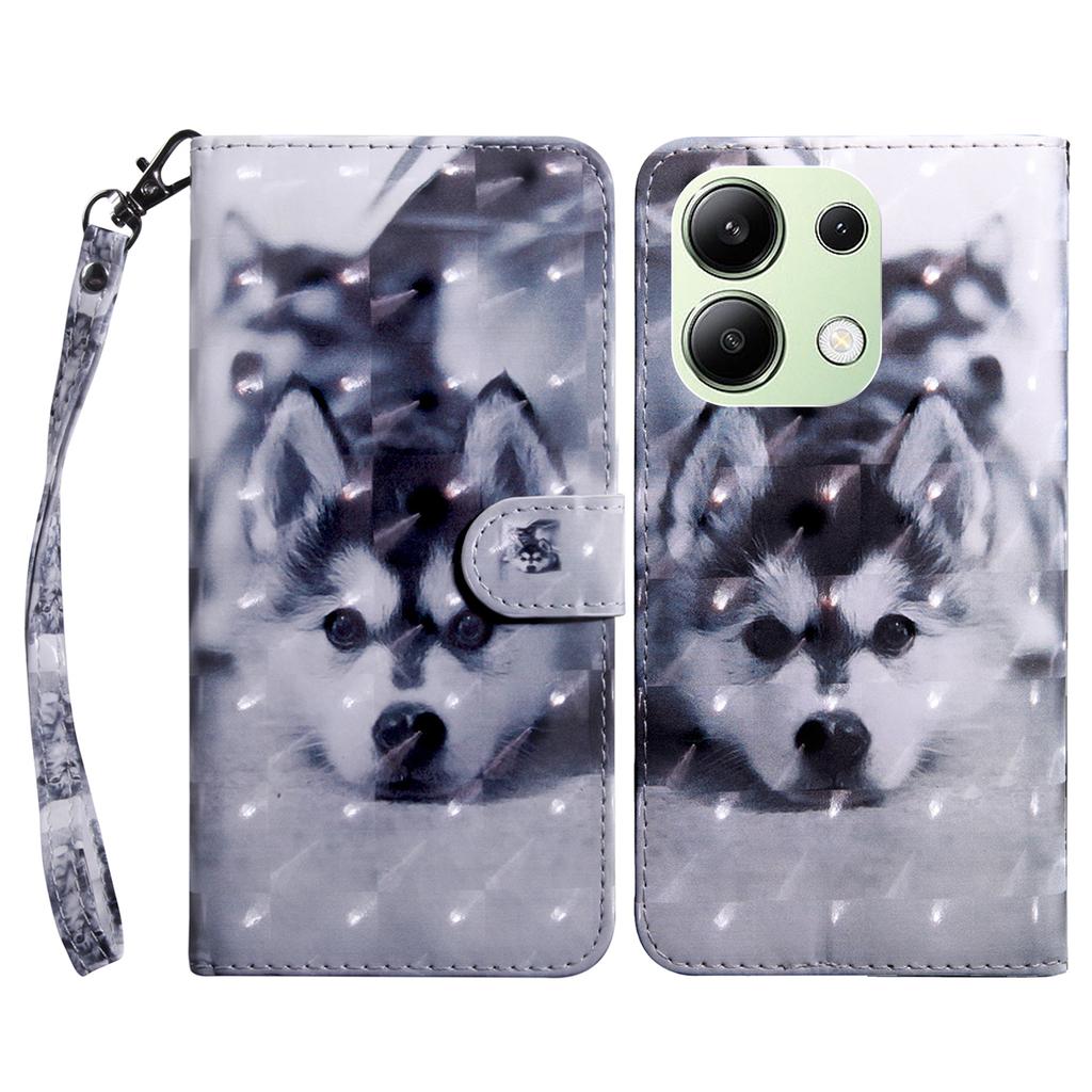 For Xiaomi Redmi Note 13 4G Leather Case 3D Pattern Printing Phone Wallet Cover