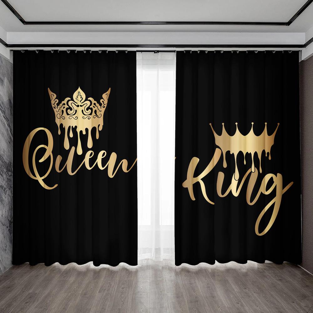 

2PC Home Decoration Curtains With Symmetrical Couple Pattern Background And Rod Pocket Curtains, Suitable For Kitchens, Cafes 75x166cm&Without mount