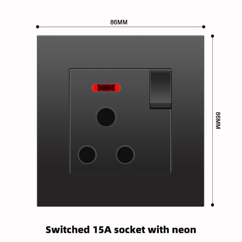 British 13A Socket with USB-C Fast Charging, Hong Kong & Macau Version, Black 3-Hole Square Pin 86 Panel