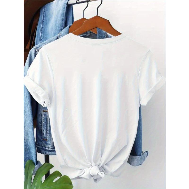European Size Personalized Wildflower Watercolor T-Shirt - Custom Name Floral Design, Casual Round Neck, Vibrant Spring Summer Fall Gift for Women