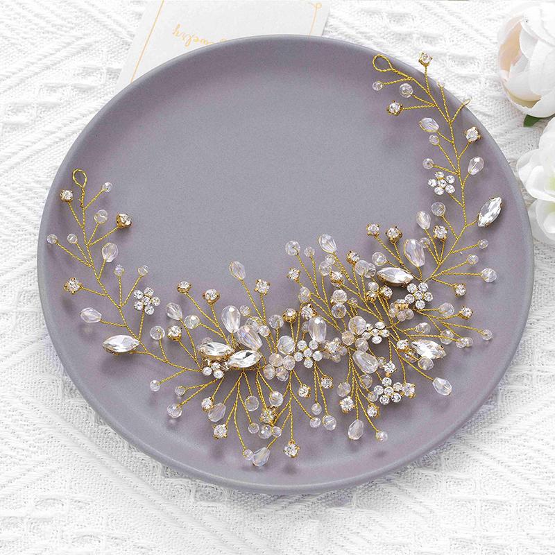 

Exquisite Shiny Hairband Wedding Hair Accessories For Bridal Flower Headpiece Elegant Headbands Bride Hair Ornaments золотой