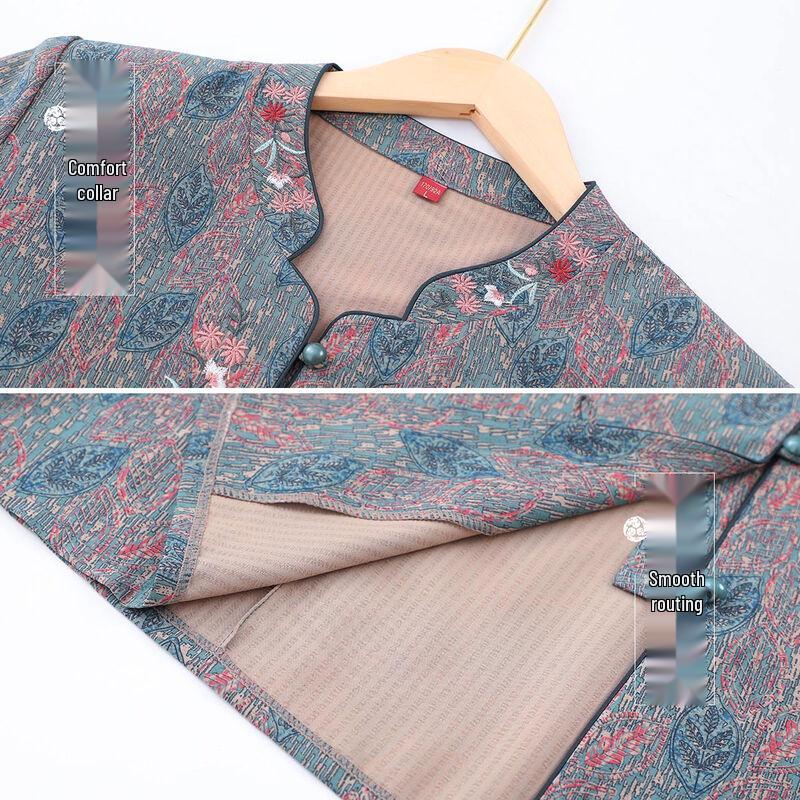 Datang Furen Mid-Aged Women's Floral Seven-Quarter Sleeve Cardigan