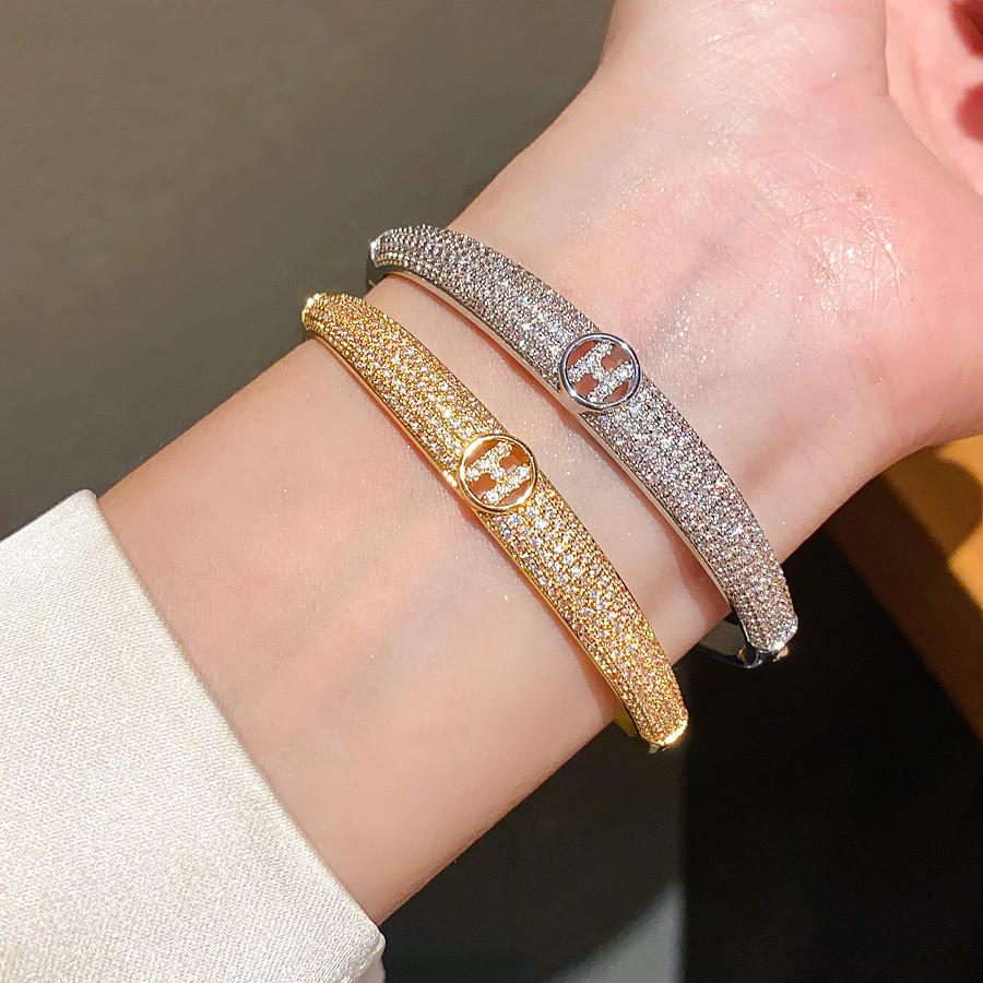 Copper Letter Charm Bracelet With Zirconia Embellishments For Fashionable Women