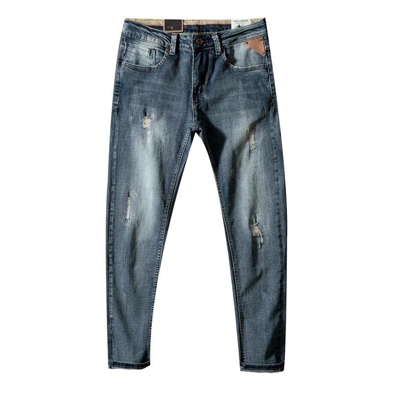 Jarní a podzimní strečové pánské džíny Korejská edice Pánské džíny Pánské malé rovné kalhoty Pánské univerzální