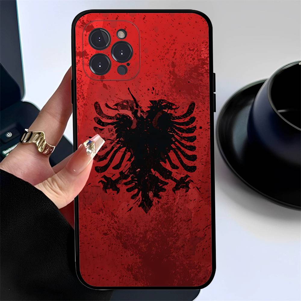 Albania Flag Eagle Logo Phone Case For Iphone 17 Air 16 15 14 13 12 11 Pro Max 16 15 14 Plus TPU Soft Case