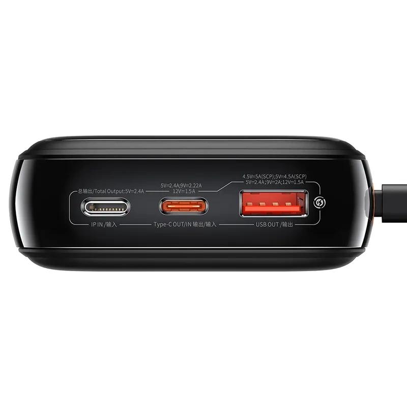 Powerbank Baseus Qpow Pro with Lightning Cable, USB-C and USB Port, 20000mAh, 20W (Black)