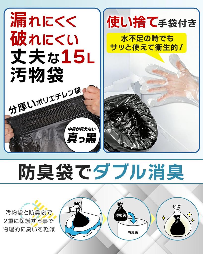KOKODAKE Portable Toilet by the Japan Disaster Prevention Organization and Disaster Prevention Emergency Portable Disaster Preparedness Powerful Waste