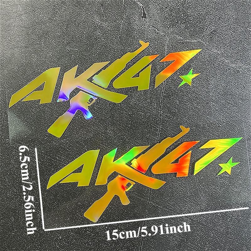 1PC AK47 Laser Motorcycle Sticker Waterproof for Motorbike Helmet Fuel Tank Scooter Decoration Car Window Universal Vinyl Decals
