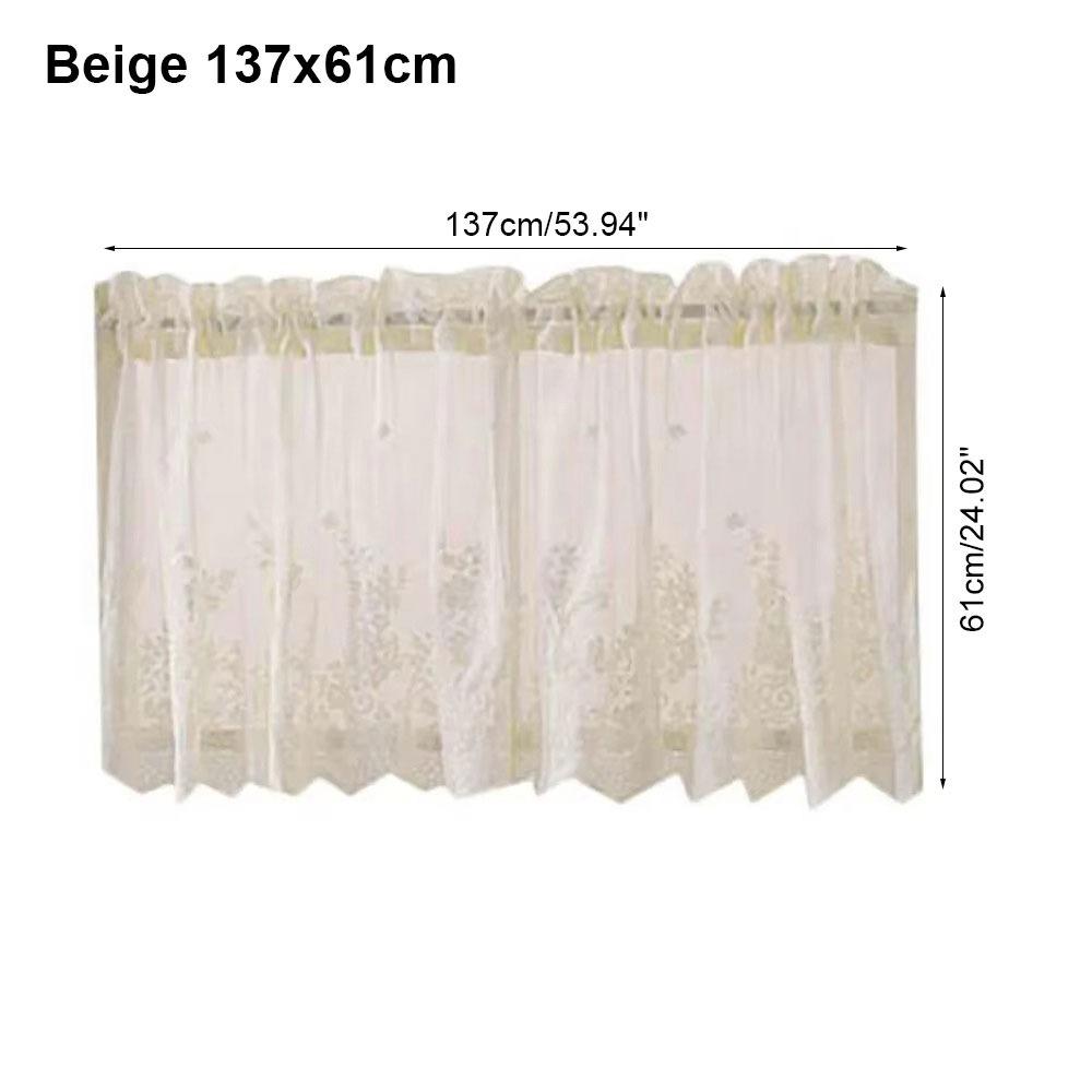 1Pcs Valance Lace Hem Coffee Short Curtain Modern Lace Small Curtain  for Cabinet Door Bedroom