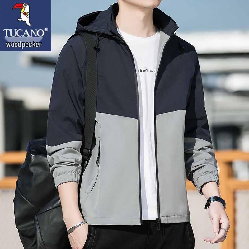 Tucano Men's Spring/Fall Color-block Windproof Casual Jacket