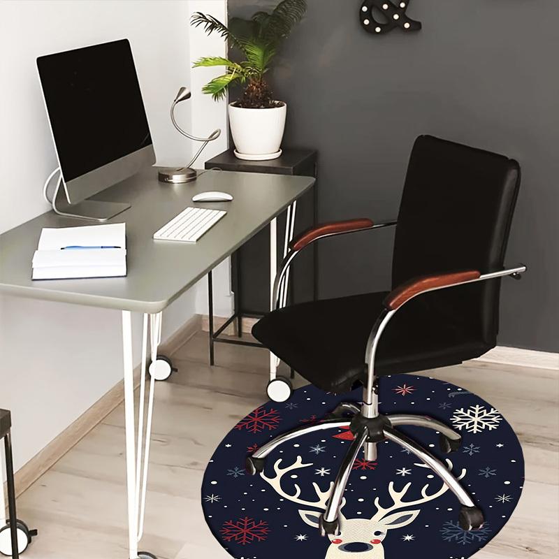 1pc Christmas Deer Snowflakes Round Carpet, Perfect for Decorating Chairs, Living Rooms, Or Bedrooms, for Living Room.012