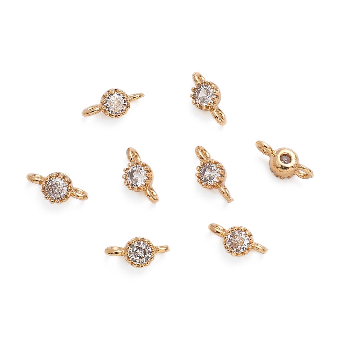 

Латунный круглый подвеска-подвеска с кристаллом циркона для серег, браслетов, ожерелья, DIY ювелирных изделий, аксессуары 4x8mm 5pcs чистый