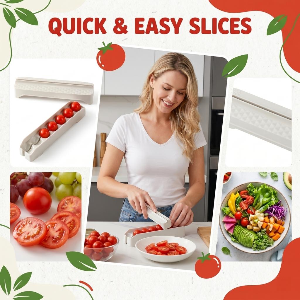 Tomatenschneider Küchenwerkzeug Gemüse Obstschneider Kirschtomatenteiler für Salat Zubereitung Restaurantgebrauch Langlebiges Design