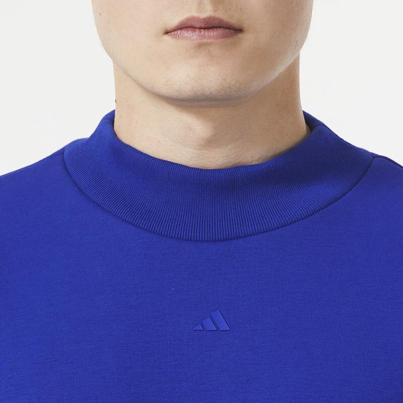 Adidas Logo Print Casual Crew Neck Sweatshirt Unisex Tops Blue IX1963