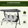 Swing Bench, 3-Seater Garden Swing, Adjustable Canopy, Textilene Gray 200 x 120 x 170 cm