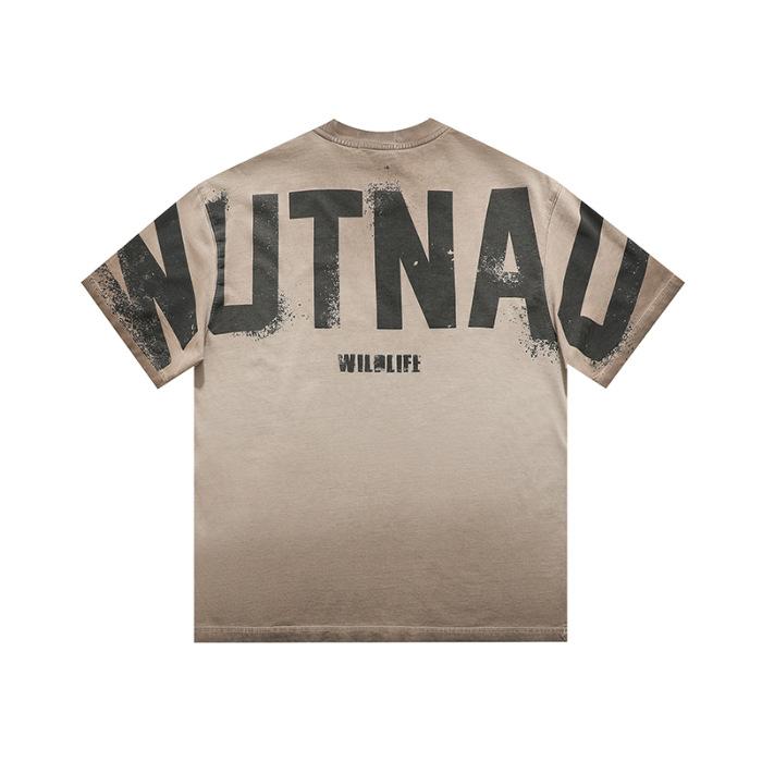 Retro Tie-dyed Letter Printed Short-sleeved T-shirt for Men and Women Loose Couples