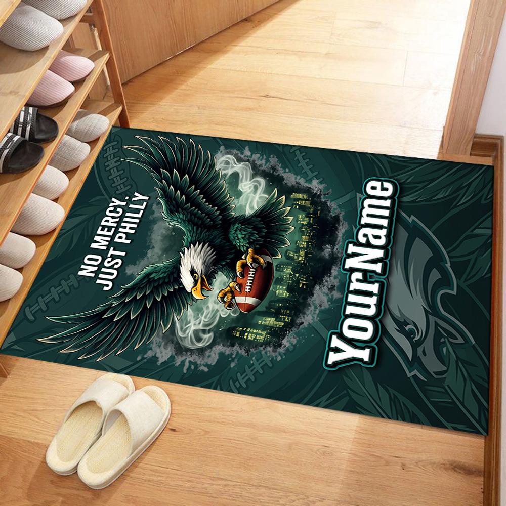 Philadelphia Eagles Customizable Name Floor Mat Design For Hallway Game Room Dormitory Decorate Room Antislip Carpet Decorate Offices Spiritual Gift