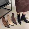 Shoes for Women Back Zipper Women's Boots Fashion Leopard Print Office and Career Sexy Pointed Toe Ankle Boots Boots