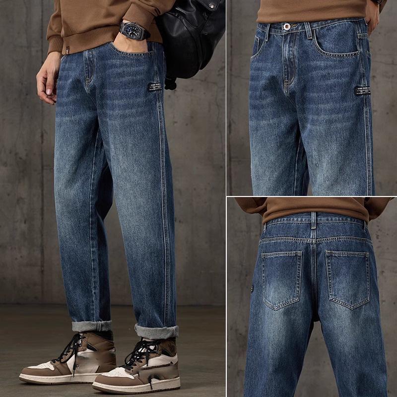 

Весна и осень зима новые мужские плюшевые/обычные джинсы облегающие прямые эластичные деловые универсальные длинные брюки 38