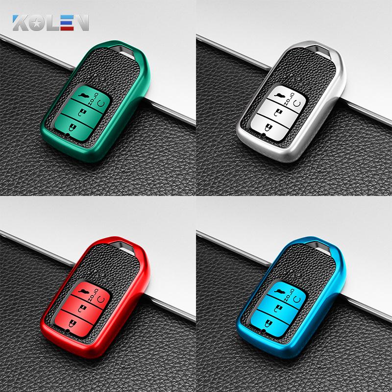

Leather+Tpu Car Remote Key Cover Case Shell For Honda Civic City Accord Crv Cr-V Xr-V Odyssey Vezel Jade Crider Fit Accessories Blue