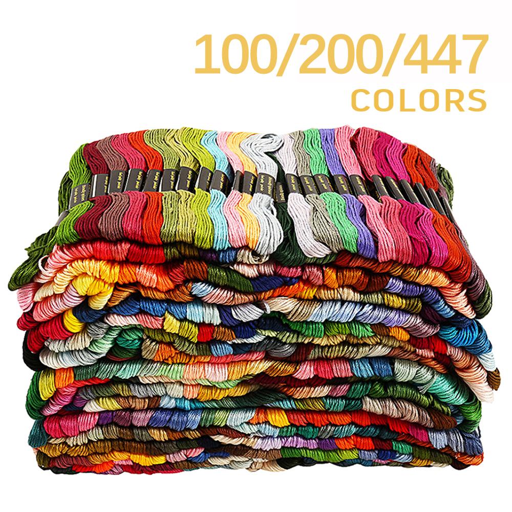 100/200/447 Stück Mischfarben Stickgarn Baumwolle Nähknäuel Handwerk Kreuzstich Stickgarn Set Linie DIY Werkzeuge Armbänder herstellen