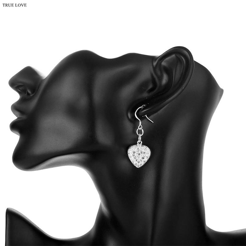 Street All-match 925 Sterling Silver Romantic Heart Crystal Earrings Bracelets Jewelry Sets for Women Fashion Party Wedding Gift