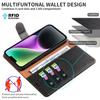 001 For iPhone 15 Plus Wallet PU Leather Stand Cover Magnetic Closure Phone Case RFID Blocking Function Shell