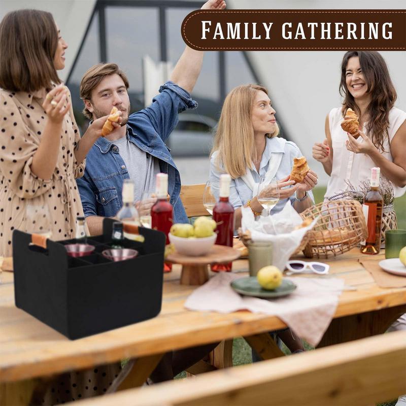 12 Bottle Felt Wine Carrier Tote Reusable Grocery Bags  Felt Red Wine Storage Bag For Travel Camping Picnic Protective Wine Bag