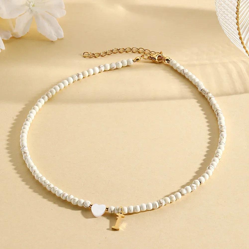 Bohemian Choker Neck Necklaces Heart-shaped Shell Letter Pendant Beads Women Necklace Woman Trend Jewelry Gift 2025