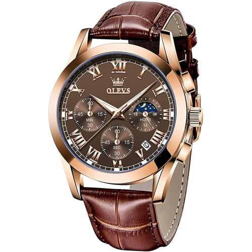 

Men s wristwatch with stopwatch, date function, waterproof quartz movement, stylish, simple, casual, suitable for study and work, analog, leather band