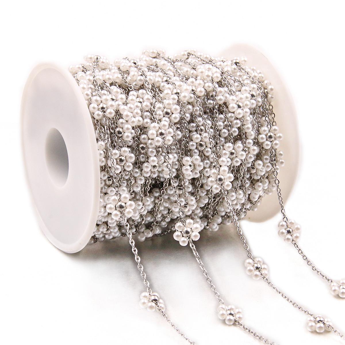 Stainless Steel Bead & Pearl Daisy Chain Necklace - 2 Colors, 1 Meter