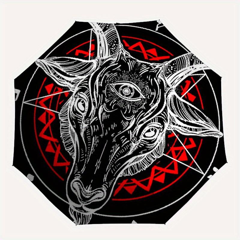 Devil's Horns: Baphomet Pentagram Occult Symbol T-ShirtUmbrella, Portable 3-Fold Compact Umbrella,Christmas Gift ES492