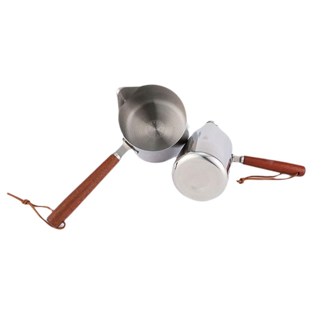 Practical Coffee Pots Milk Frothing Pitcher Stainless Steel Coffee Pots With Wood Handle For Home Cafe Use