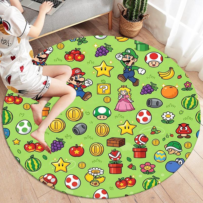 Super Mario Round Area Rug Carpet Rug For Living Room Bedroom Sofa Playroom Decor Nonslip Floor Mat