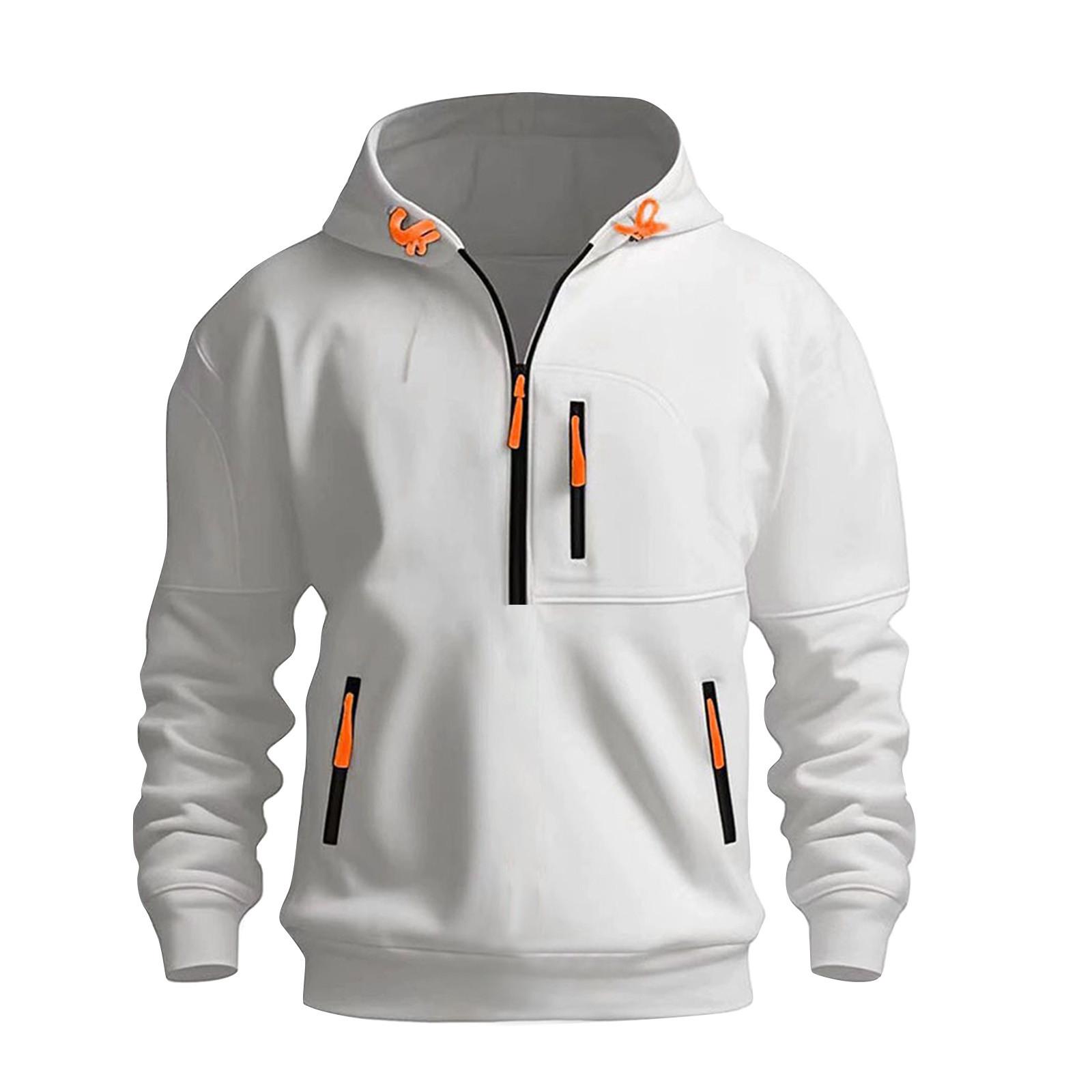 

Мужская толстовка с капюшоном на молнии, карманный кардиган, мужская спортивная повседневная толстовка большого размера M белый