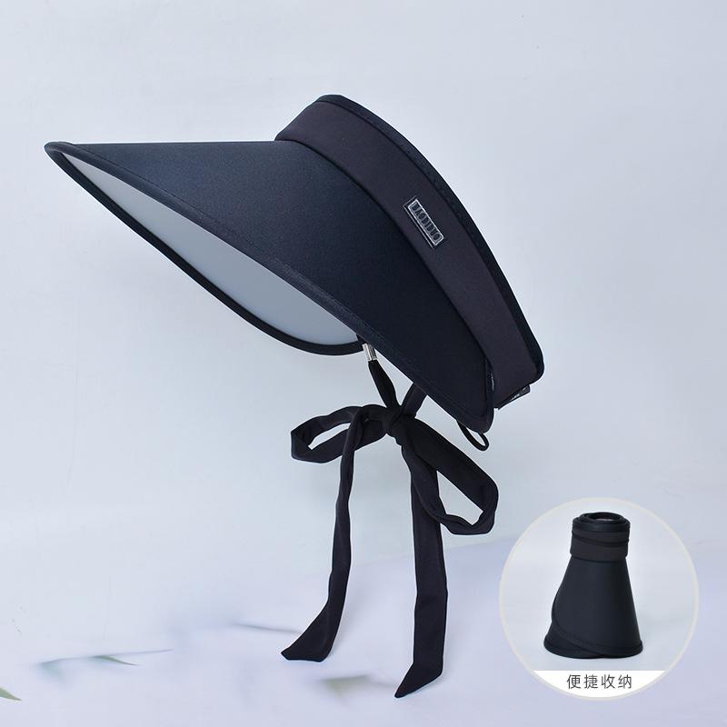 Ice silk ribbon sun protection sun hat uv protection sun hat women's color changing large eaves empty top hat trendy 8261
