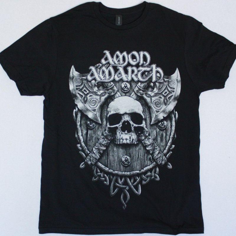 Vtg AMON AMARTH SKULL AND AXES Heavy Cotton Black T Shirt AG289 S